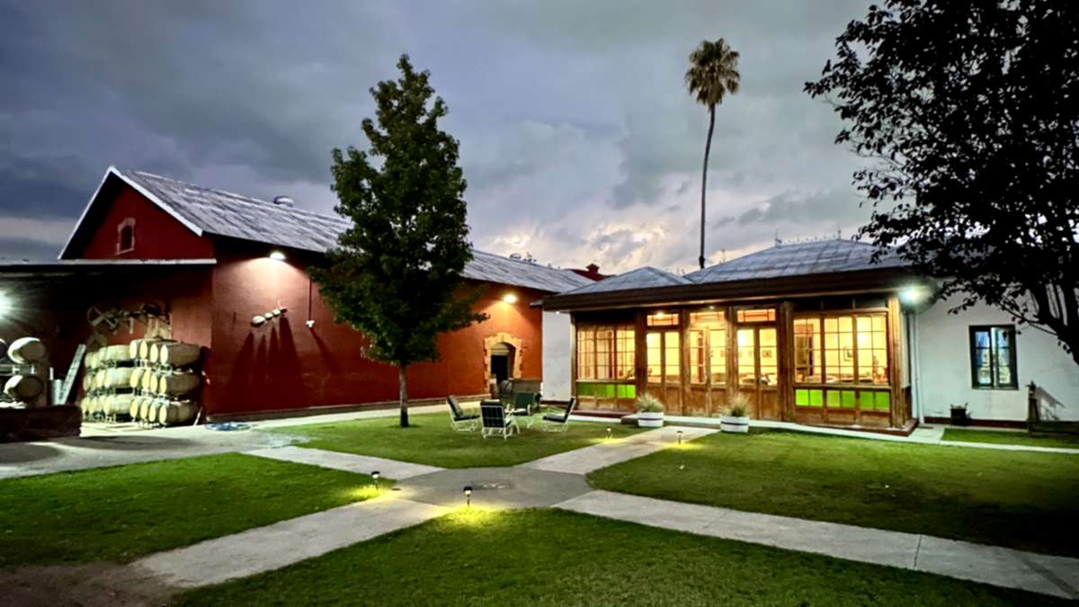 Bodega Calle at dusk, the 1925 winery in Luján de Cuyo, Mendoza, Argentina